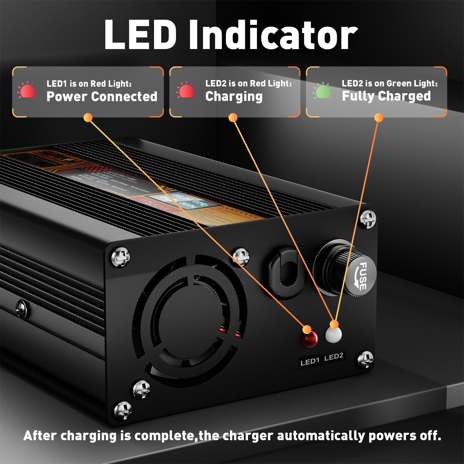 Caricabatterie Suraziki Lithium 79,8 V 3 A per batterie ai polimeri di ioni di litio da 70,3 V, display a LED, protezione completa, scocca in lega di alluminio
