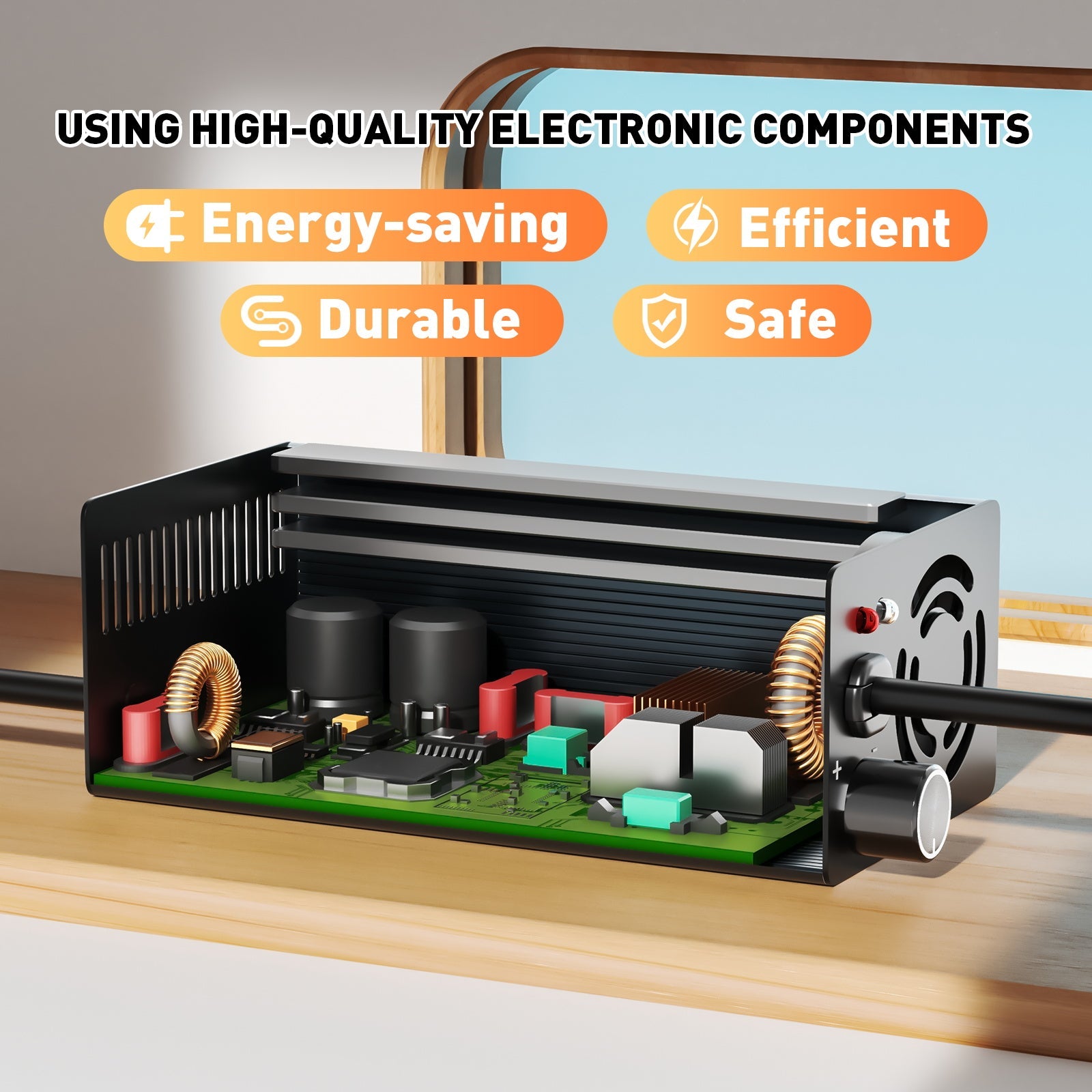 Suraziki 54,6 V 1-8 A stromverstellbares Lithium-Batterieladegerät für 13S 48 V Li-Ionen-/ternäre Lithium-/Polymer-Batterie, LCD-Display, Kühllüfter, Aluminiumgehäuse