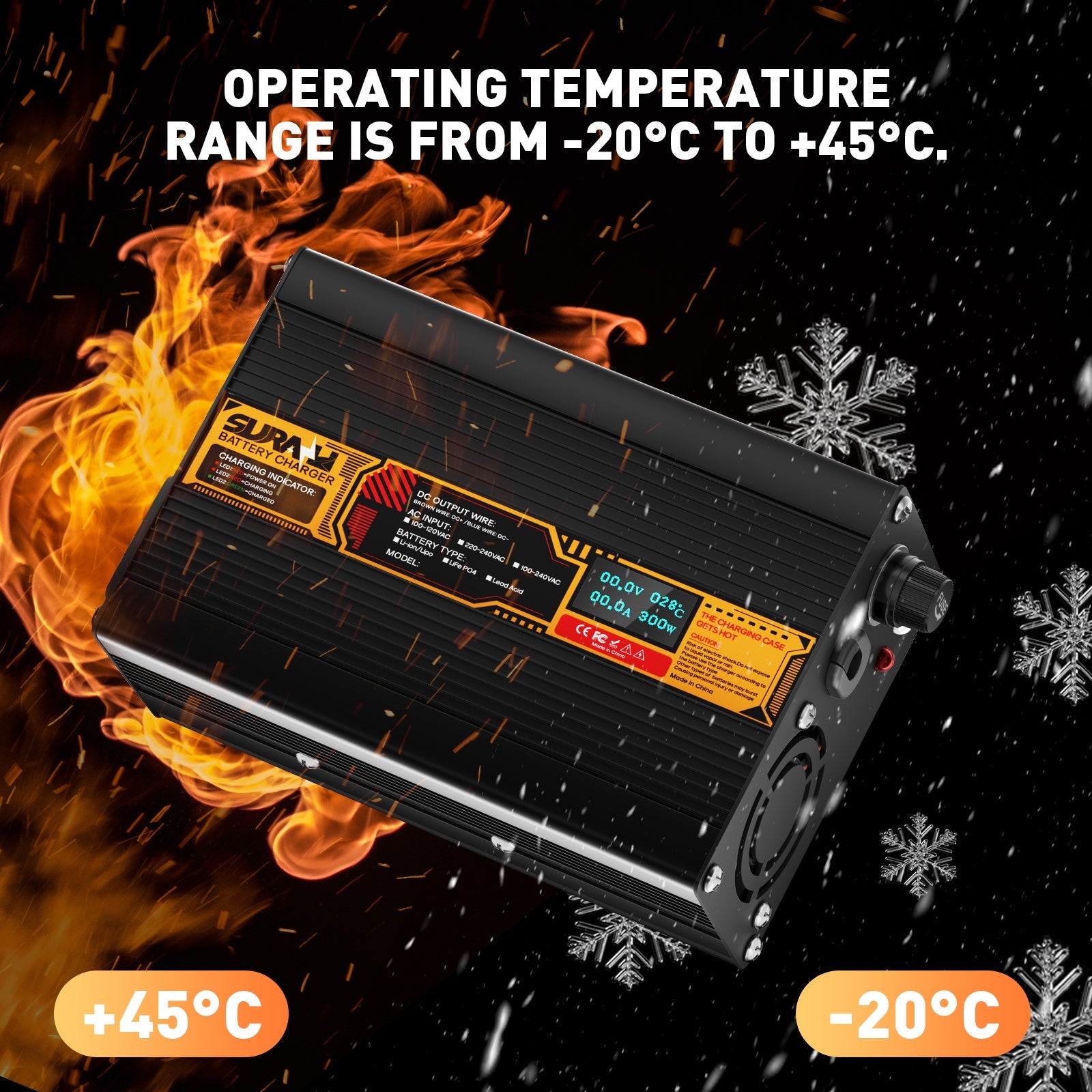 Caricabatterie Suraziki Lithium 84V 3,5A per batterie ai polimeri di ioni di litio da 74V e 72V, display a LED, protezione completa, scocca in lega di alluminio