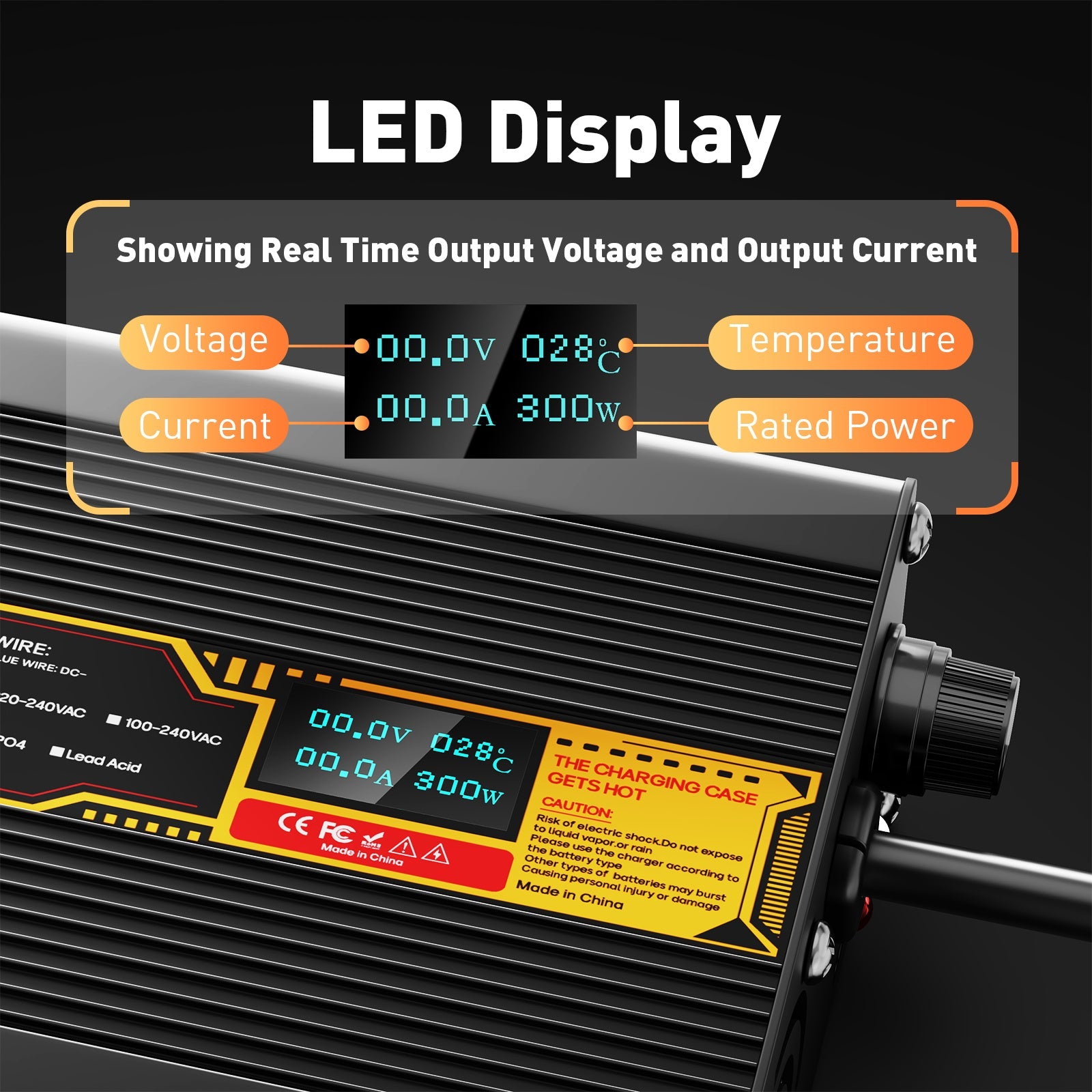 Caricabatterie Suraziki Lithium 79,8 V 3,5 A per batterie ai polimeri di ioni di litio da 70,3 V, display a LED, protezione completa, scocca in lega di alluminio