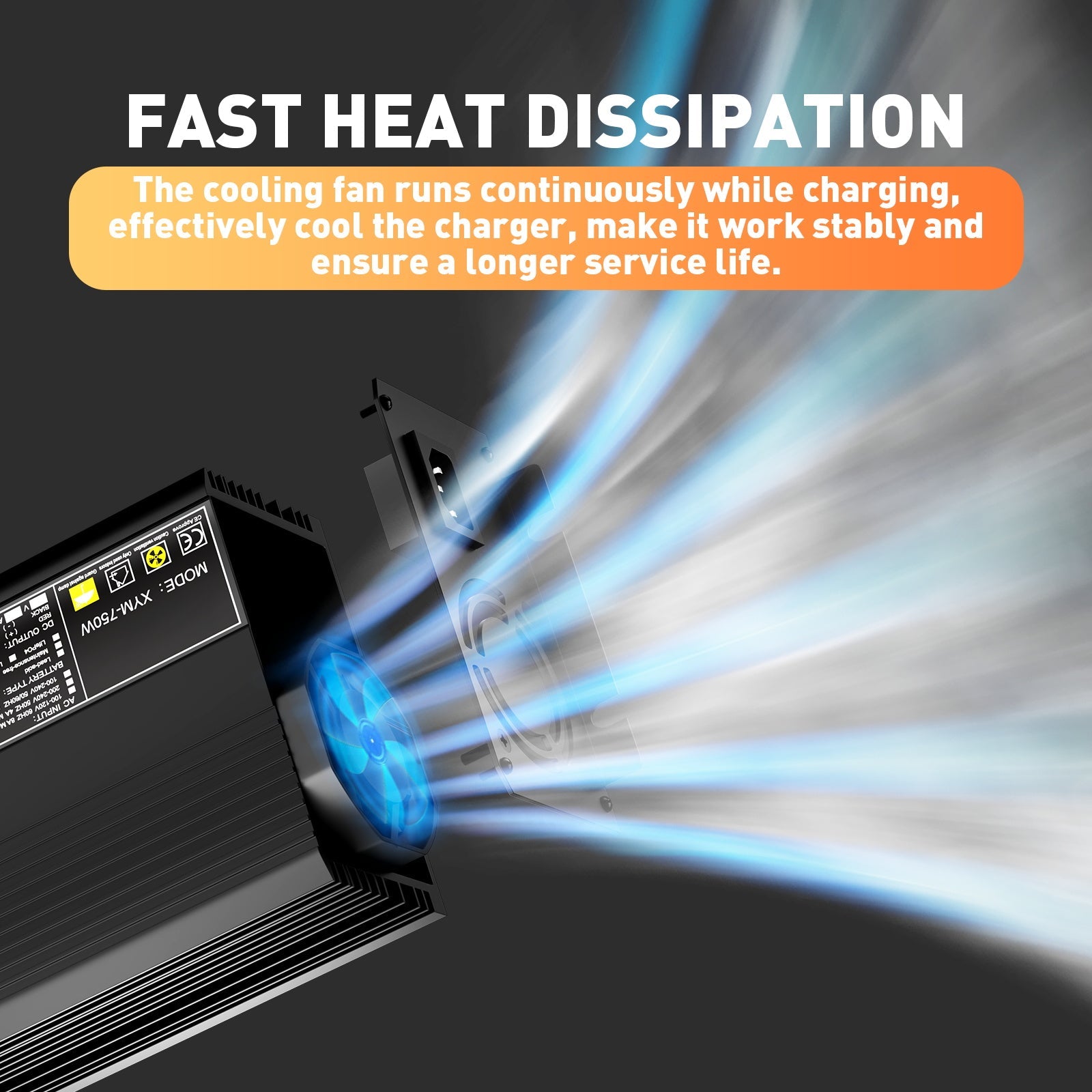 Caricabatterie LiFePO4 12V 30A, tensione di carica 14,6V, attivazione BMS 0V, spegnimento automatico, con connettore di ricarica rapida Anderson 50A